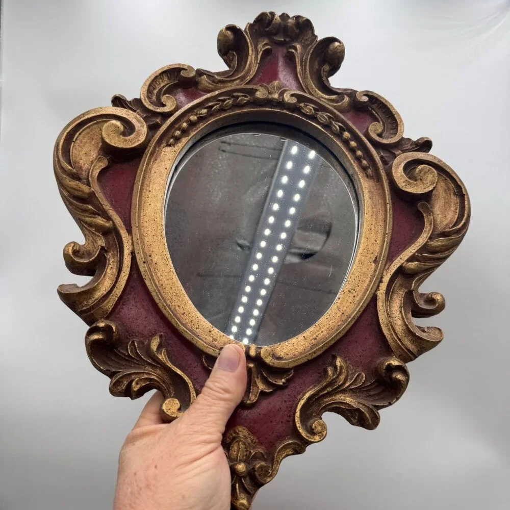 Vintage Florentina Italy Ornate Rococo Gold Gilt red Mirror